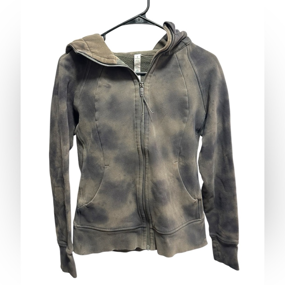 LULULEMON FULL ZIP TIE DYE HOODED SCUBA JACKET SIZE 8 - Picture 2 of 4